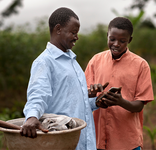 Farmers using One-Farm mobile digital application